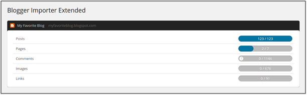 Screenshot vom Blogger Importer Extended 