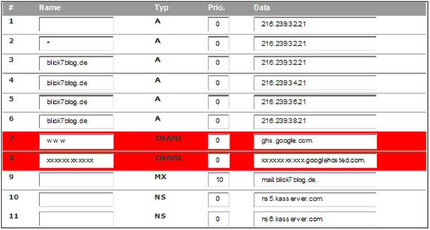 Anpassungen an den DNS-Einstellungen beim Blogumzug