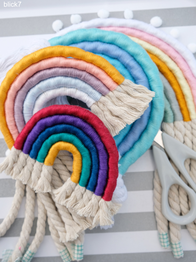 DIY Anleitung fiber rainbows - Makramee Regenbogen blick7